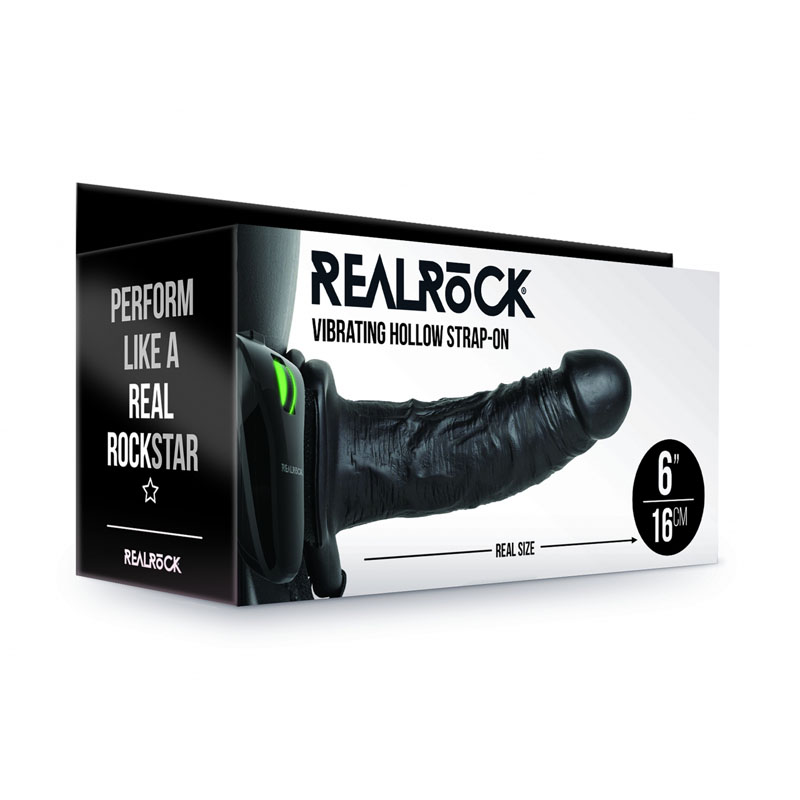 RealRock Vibrating Hollow Strapon 6'' - Black